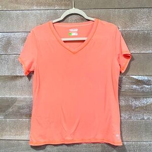 Cariloha bamboo fit performance fit organic cotton blend tee in sunkissed coral